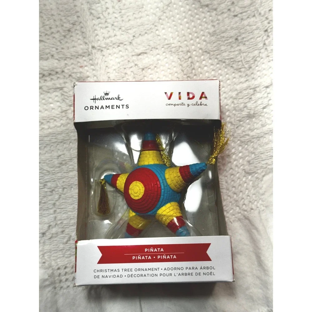 Hallmark VIDA Pinata Christmas Tree Ornament Star Colorful Gold Tassels New